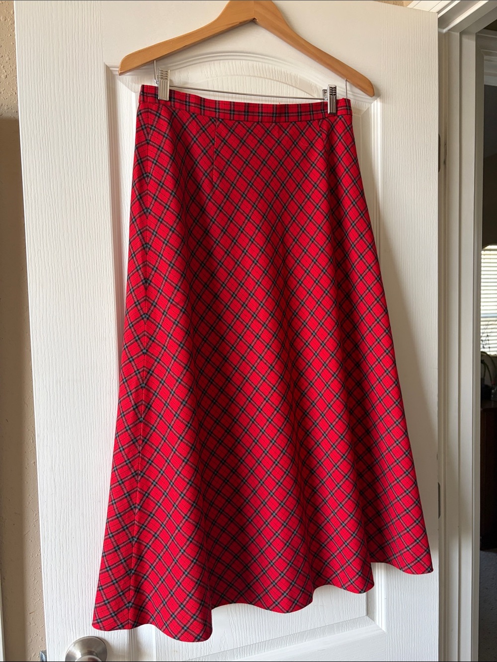 Susan Bristol Red and Black Plaid A-Line Skirt